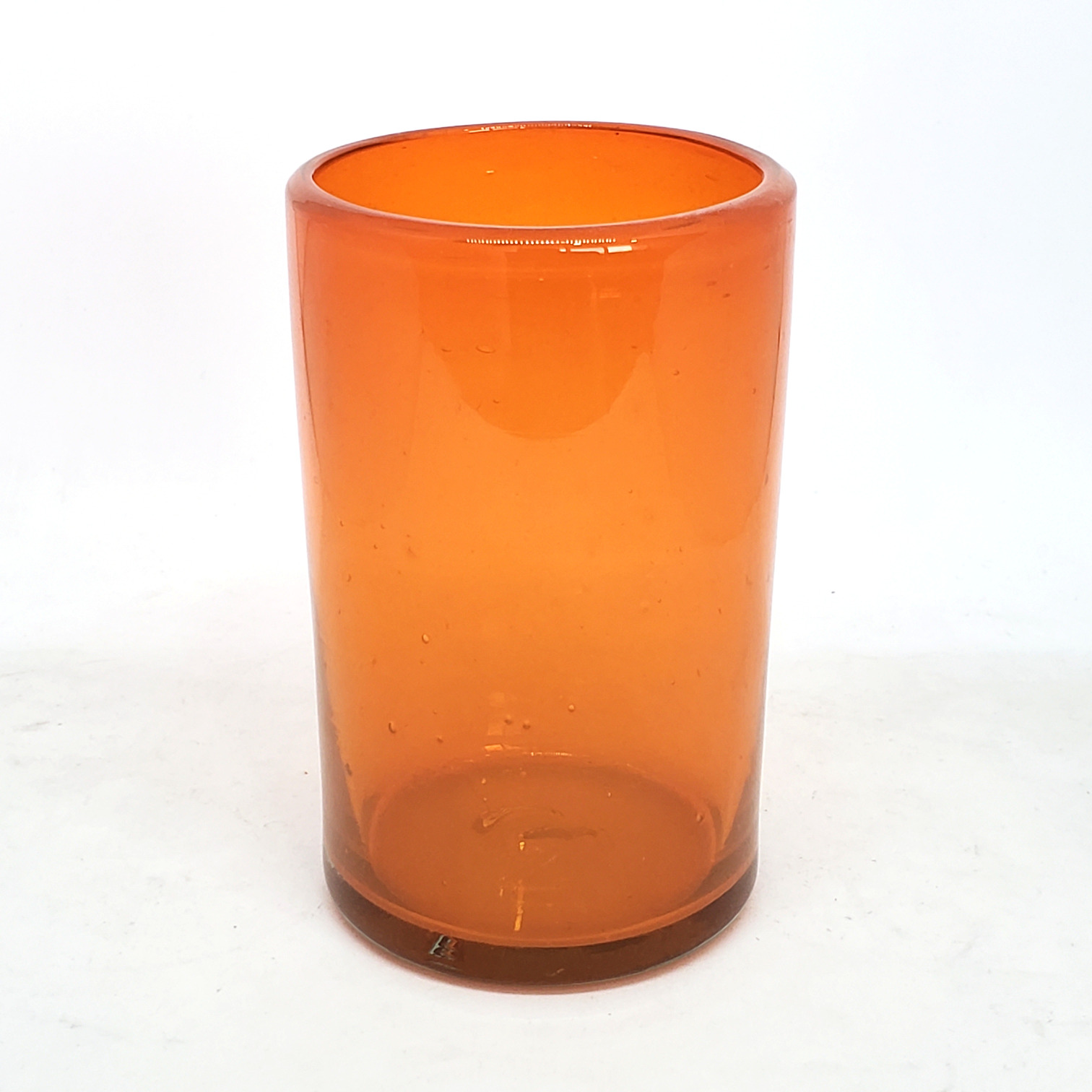 VIDRIO SOPLADO / Juego de 6 vasos grandes color naranja
